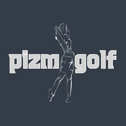 interactive three color gold t-shirt design with female golfer swinging club.  Text on each side of golfer.