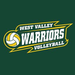 two color interactive volleyball t-shirt design.  Large diagonal frame around volleyball and lettering.  Team name over large mascot name over word volleyball.  Italic block style font.