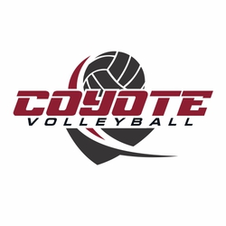 two color interactive volleyball t-shirt art.  Large italic stencil font team name over volleyball and swirls. Smaller word volleyball below team name.