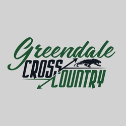 two color interactive t-shirt art.  Cross Country with each word in different colors and arrows coming off the lettering at the center.  Script team name at the top.  mascot below that at the right.