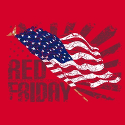 five color patriotic design with USA flag and burst in background.  RED Friday theme.(Remember Everyone Deployed)