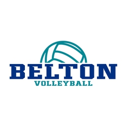 two color volleyball t-shirt design.  Half volleyball above team name in block lettering.  Smaller lettering with word VOLLEYBALL at the bottom.