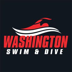two color swim and dive t-shirt template.  Stylized swimmer doing the freestyle with stylized wave.  Large team name in italic text below graphic.  Swim and Dive below that.