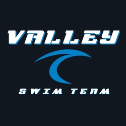 two color swimming tee shirt template.  Team name with drop shade at the top in stencil font.  Stylized wave in the center.  Swim Team in stencil font at the bottom.