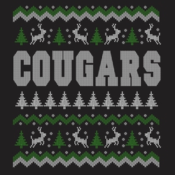 two color ugly sweater sweatshirt design with Christmas trees and reindeer.