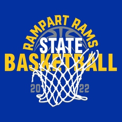 three color state basketball t-shirt design with net.