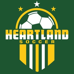 two color soccer t-shirt design. Stars above half ball.  School name below that.  Five vertical rectangular shape below lettering.