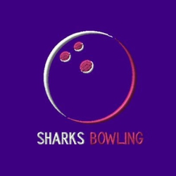 two color bowling design with bowling ball created with shapes and lettering below ball