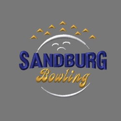 three color bowling embroidery design with lane lines and white bowling ball