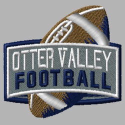 embroidery football design with tilted football and wide banner