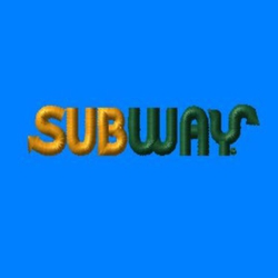 Subway logo embroidered, example of work only