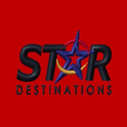 embroidery design of Star Destinations logo for display example only