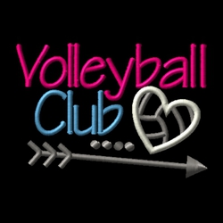 heart shaped volleyball embroidery design with arrow