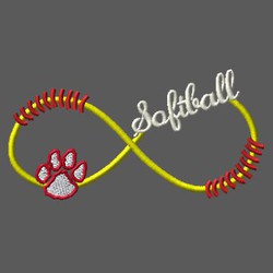 softball design with infinity symbol and laces