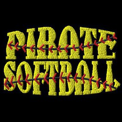 softball design with laces over wide lettering