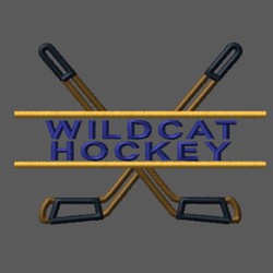 ice hockey embroidery design with crossed hockey sticks