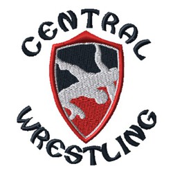 embroidery wrestling shield design with wrestler being thrown