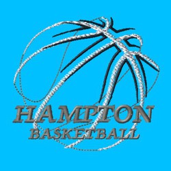 3D line art of basketball with lettering over ball