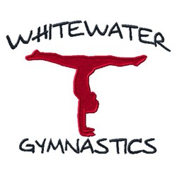 gymnastic handstand split with team name above and gymnastics below design