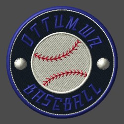 baseball set in circle with circle text above and below art.