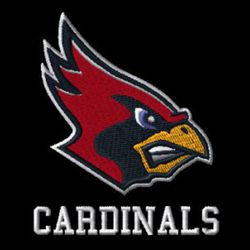 embroidery, cardinal mascot