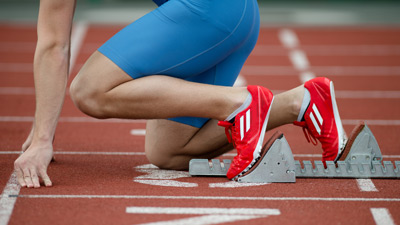 Runner on Track ready to start race