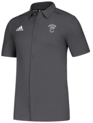 Custom adidas Game Mode Full Button Polo in Grey Five