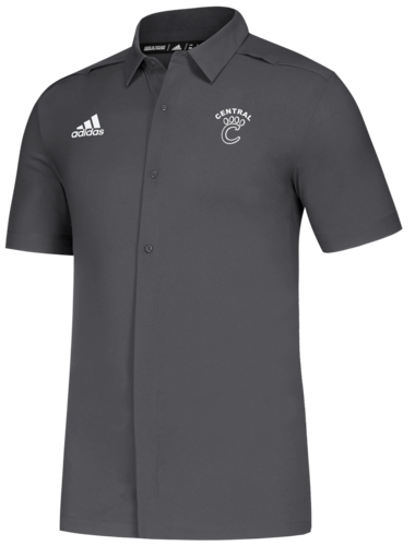 Custom adidas Game Mode Full Button Polo in Grey Five