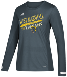 adidas Women's Team 19 Long Sleeve Jersey front view in Grey with Screen Print Design