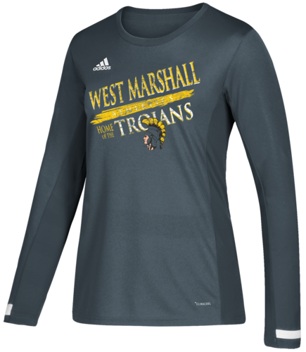 adidas Women's Team 19 Long Sleeve Jersey front view in Grey with Screen Print Design