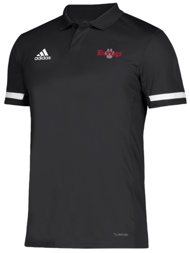 Adidas Team 19 Polo front view in Black with Embroidered Logo