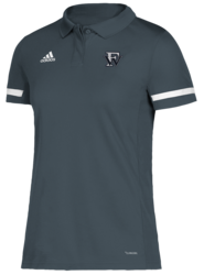 Adidas Team 19 Polo front view in Grey with Embroidered Logo