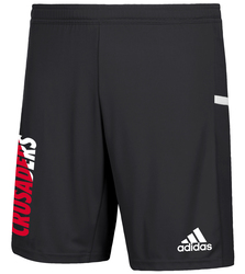 adidas Team 19 Knit Short front view shown in Onix with Screen Print Logo
