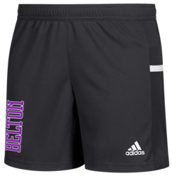 adidas Women's Team 19 Knit Short front view in Black with Team logo