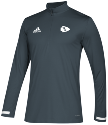 Adidas Team 19 Long Sleeve 1/4 Zip front view in Grey with Embroidered Logo