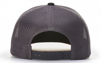 Richardson Laser Cut Five Panel Trucker Cap back view in Charcoal