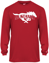 Badger Youth Long Sleeve Ultimate SoftLock Tee front view in Red