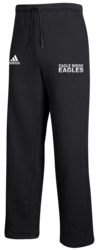 adidas Fleece Pant front view in Black with Screen Print Design