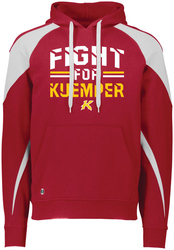 Holloway Prospect Hoodie front view in Scarlet shown with Screen Print Design