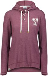 Holloway Women's Coast Hoodie in Maroon Heather with left chest screen print design