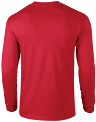 Back view of Gildan Ultra Cotton Long Sleeve Tee in Red