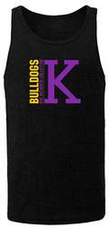 Bella + Canvas Unisex Jersey Tank front view in Black Heather with Design