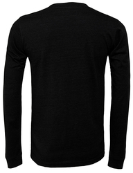 Bella Unisex Long Sleeve Jersey Tee back view in Black Heather