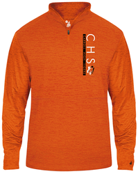 Badger Tonal Blend 1/4 Zip front view in Orange with Screen Print Design