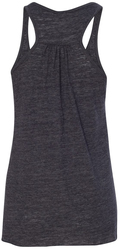 Bella Women's Flowy Racerback Tank Top back view in Black Heather