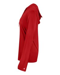 Badger Women's B-Core Long Sleeve Hood Tee, Back View