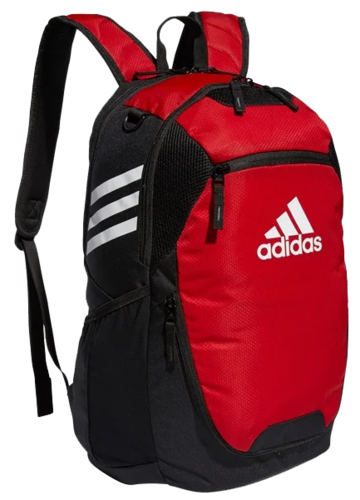 front view of adidas stadium 3 power red backpack