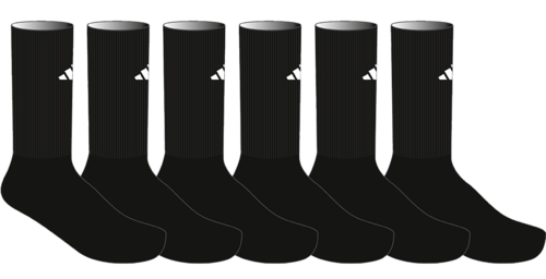 side view of adidas team 2.0 crew sock 6-pack black