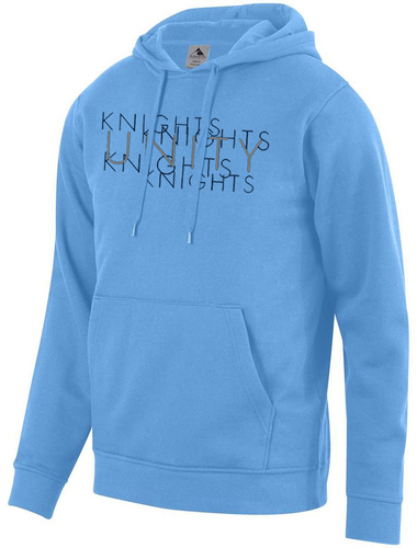 Augusta 60/40 Fleece Hoodie front view in Columbia Blue with Screen Print Design