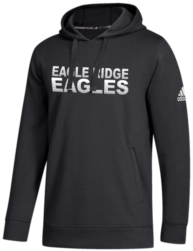 adidas Fleece Hood front view in Black with Screen Print Design